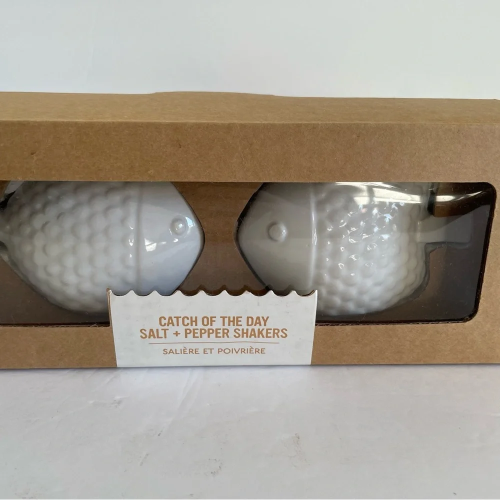 Catch of the Day Salt + Pepper Shakers White Ceramic West Elm